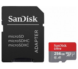 Slika izdelka: SDXC SANDISK MICRO 256GB ULTRA, 150MB/s, UHS-I, C10, A1, adapter