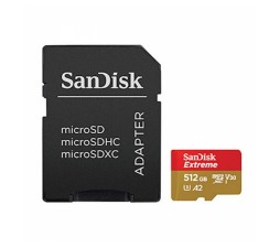 Slika izdelka: SDXC SANDISK MICRO 512GB EXTREME, 190/130MB/s, A2, UHS-I, U3, V30, C10, adapter