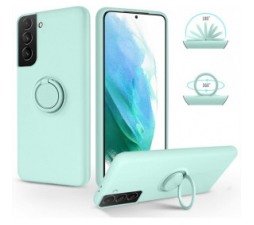 Slika 2 izdelka: Silikonski ovitek Liquid Ring za Samsung Galaxy S22 Ultra 5G - mint
