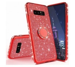 Slika 2 izdelka: Silikonski ovitek RING za Samsung Galaxy S10e G970 rdeča z bleščicami