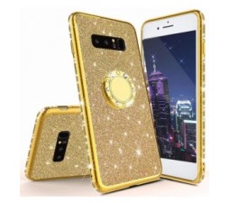 Slika 2 izdelka: Silikonski ovitek RING za Samsung Galaxy S10e G970 zlat z bleščicami