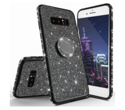 Slika 2 izdelka: Silikonski ovitek RING za Samsung Galaxy S10 G973 črn z bleščicami