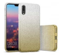 Slika izdelka: Silikonski ovitek z bleščicami Bling 2v1 za Samsung Galaxy A12 A125 - srebrno zlat