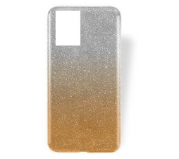 Slika izdelka: Silikonski ovitek z bleščicami Bling 2v1 za Samsung Galaxy S22 5G - srebrno zlat