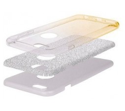 Slika izdelka: Silikonski ovitek z bleščicami Bling 2v1 za Huawei P20 - srebrno zlat