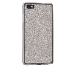 Slika izdelka: Silikonski ovitek z bleščicami Bling za Huawei P10 Lite s srebnim okvirjem in bleščicami