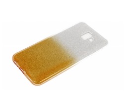 Slika izdelka: Silikonski ovitek z bleščicami Bling za Samsung Galaxy J6 Plus 2018 J610 srebrn z zlatimi bleščicami