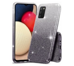 Slika 2 izdelka: Silikonski ovitek z bleščicami Bling 2v1 za Samsung Galaxy A03s A037 - srebrno siv