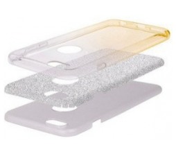 Slika 2 izdelka: Silikonski ovitek z bleščicami Bling 2v1 za Huawei P20 - srebrno zlat