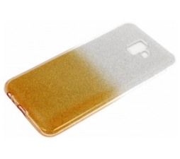 Slika 2 izdelka: Silikonski ovitek z bleščicami Bling za Samsung Galaxy J6 Plus 2018 J610 srebrn z zlatimi bleščicami