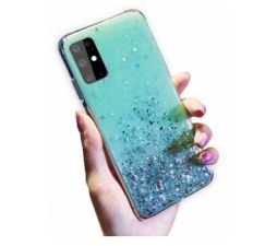 Slika 2 izdelka: Silikonski ovitek z bleščicami SPARKLE za Samsung Galaxy A03s A037 - moder