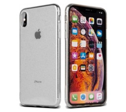 Slika 2 izdelka: Silikonski ovitek z bleščicami za iPhone 11 - prozoren s srebrnimi bleščicami