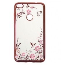 Slika izdelka: Silikonski ovitek z rožicami za Huawei Y7 2018 - pink