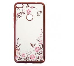 Slika izdelka: Silikonski ovitek z rožicami za Huawei P9 Lite Mini - pink