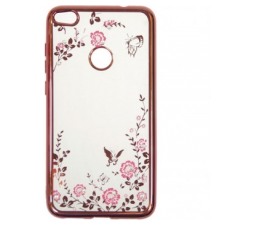Slika 2 izdelka: Silikonski ovitek z rožicami za Huawei Y7 2018 - pink