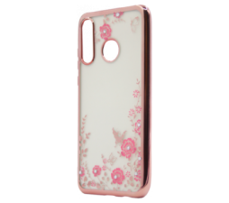 Slika 2 izdelka: Silikonski ovitek z rožicami za Huawei P30 Lite - roza