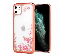 Slika izdelka: Silikonski ovitek z rožicami za iPhone 12 / 12 Pro - roza