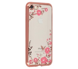 Slika izdelka: Silikonski ovitek z rožicami za iPhone 5 / 5S / SE  - pink