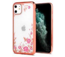 Slika 2 izdelka: Silikonski ovitek z rožicami za iPhone 12 / 12 Pro - roza