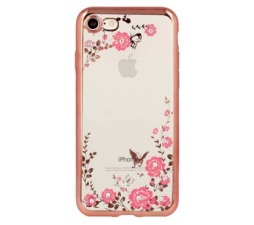 Slika 2 izdelka: Silikonski ovitek z rožicami za iPhone 6 / 6S  - pink