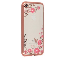 Slika 2 izdelka: Silikonski ovitek z rožicami za iPhone 5 / 5S / SE  - pink