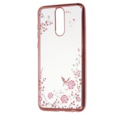 Slika 2 izdelka: Silikonski ovitek z rožicami za Nokia 7.1 - pink