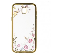 Slika izdelka: Silikonski ovitek z rožicami za Samsung Galaxy J6 2018 J600 - zlat