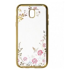 Slika 2 izdelka: Silikonski ovitek z rožicami za Samsung Galaxy J6 2018 J600 - zlat