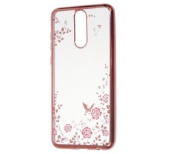 Slika 2 izdelka: Silikonski ovitek z rožicami za Samsung Galaxy A7 2018 A750 - pink