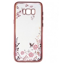 Slika 2 izdelka: Silikonski ovitek z rožicami za Samsung Galaxy S8 plus - pink