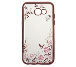Slika 2 izdelka: Silikonski ovitek z rožicami za Samsung Galaxy A5 2017 - pink