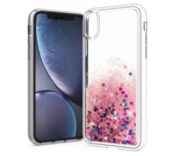 Slika 2 izdelka: Silikonski ovitek za Huawei P40 Lite E prozoren s pink bleščicami
