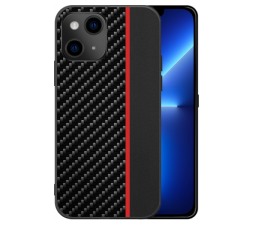 Slika izdelka: Silikonski ovitek za iPhone 13 Mini - carbon črn z rdečo črto