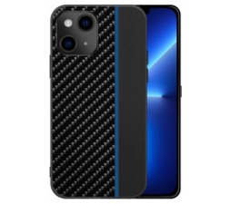 Slika 2 izdelka: Silikonski ovitek za iPhone 13 Pro Max - carbon črn z modro črto