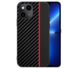 Slika 2 izdelka: Silikonski ovitek za iPhone 13 Pro Max - carbon črn z rdečo črto