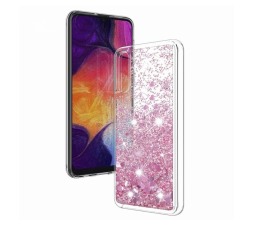 Slika izdelka: Silikonski ovitek za Samsung Galaxy A40 A405 prozoren s pink bleščicami