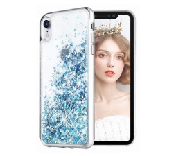 Slika izdelka: Silikonski ovitek za Samsung Galaxy A40 A405 prozoren z modrimi bleščicami