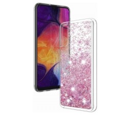 Slika 2 izdelka: Silikonski ovitek za Samsung Galaxy A40 A405 prozoren s pink bleščicami