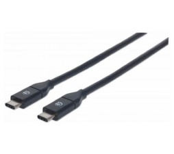 Slika izdelka: Kabel USB C/USB C SuperSpeed+ MANHATTAN, moški/moški, USB 3.1 Gen 2, 1m, črne barve