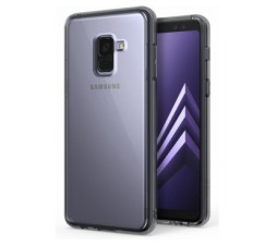 Slika 2 izdelka: Ultra tanek silikonski ovitek za Samsung Galaxy A8 / A5 2018 - prozorno črn