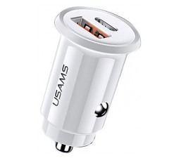 Slika izdelka: Usams AVTOPOLNILEC 12/24V UNIVERZALNI CC086 C12 izhodna moč 4A 30W Quick Charge 4.0 - bel