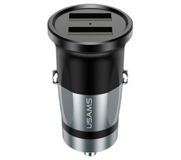 Slika izdelka: Usams AVTOPOLNILEC 12/24V UNIVERZALNI črn z dvojnim USB izhodom CC048 izhodna moč 3,4A
