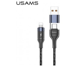 Slika izdelka: USAMS podatkovni kabel SJ404 Lightning na USB A ali Type C 2A dožina 1,2 m Quick Charge - črn