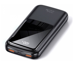 Slika izdelka: Usams zunanja baterija powerbank 20.000 mAh US-CD177 Quick Charge / PD 22,5W z LCD-jem / 3x izhod - črn