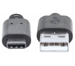 Slika 2 izdelka: Kabel USB A/USB C MANHATTAN, moški/moški, USB 2.0, 1 m, črne barve