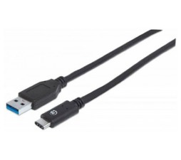 Slika izdelka: Kabel USB A/USB C SuperSpeed+ MANHATTAN moški/moški, USB 3.1 Gen 2, 1m, črne barve
