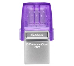 Slika izdelka: USB C & USB DISK Kingston 128GB DT microDuo3G3, 3.2 Gen1, OTG, plastičen s pokrovčkom