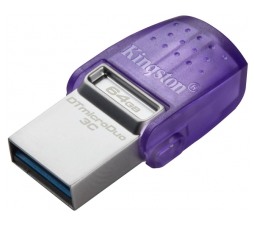 Slika 2 izdelka: USB C & USB DISK Kingston 64GB DT microDuo3G3, 3.2 Gen1, OTG, plastičen s pokrovčkom
