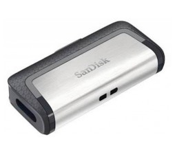 Slika izdelka: USB C & USB DISK SANDISK 128GB ULTRA DUAL, 3.1/3.0, srebrno-črn, drsni priključek