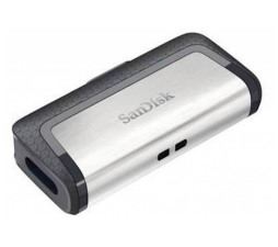 Slika izdelka: USB C & USB DISK SANDISK 32GB ULTRA DUAL, 3.1/3.0, srebrno-črn, drsni priključek